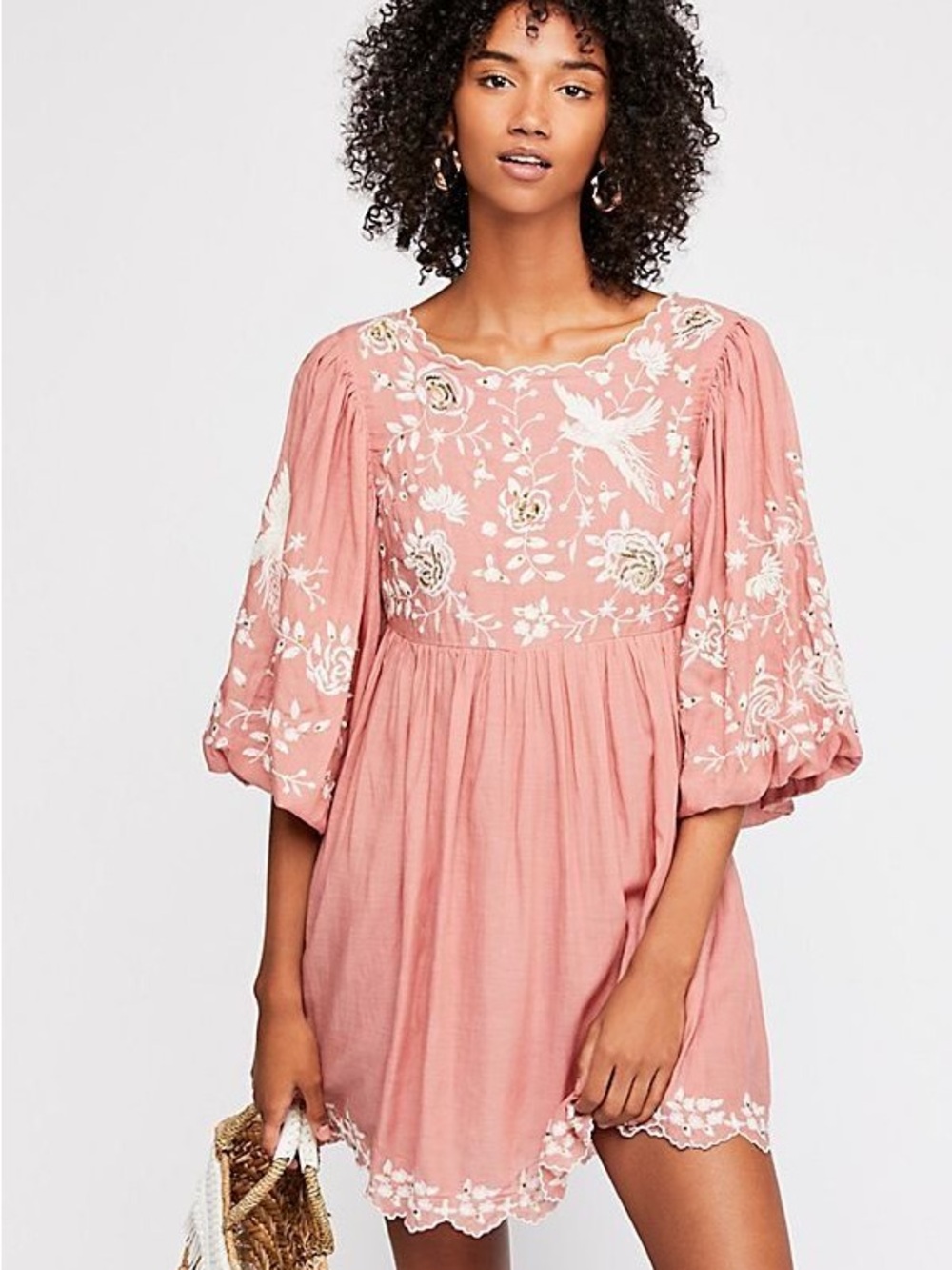 FREE PEOPLE Bridget Embroidered Babydoll Dress